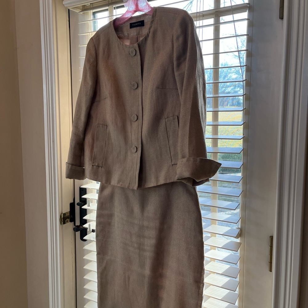 Talbots gold suit. Gorgeous!!